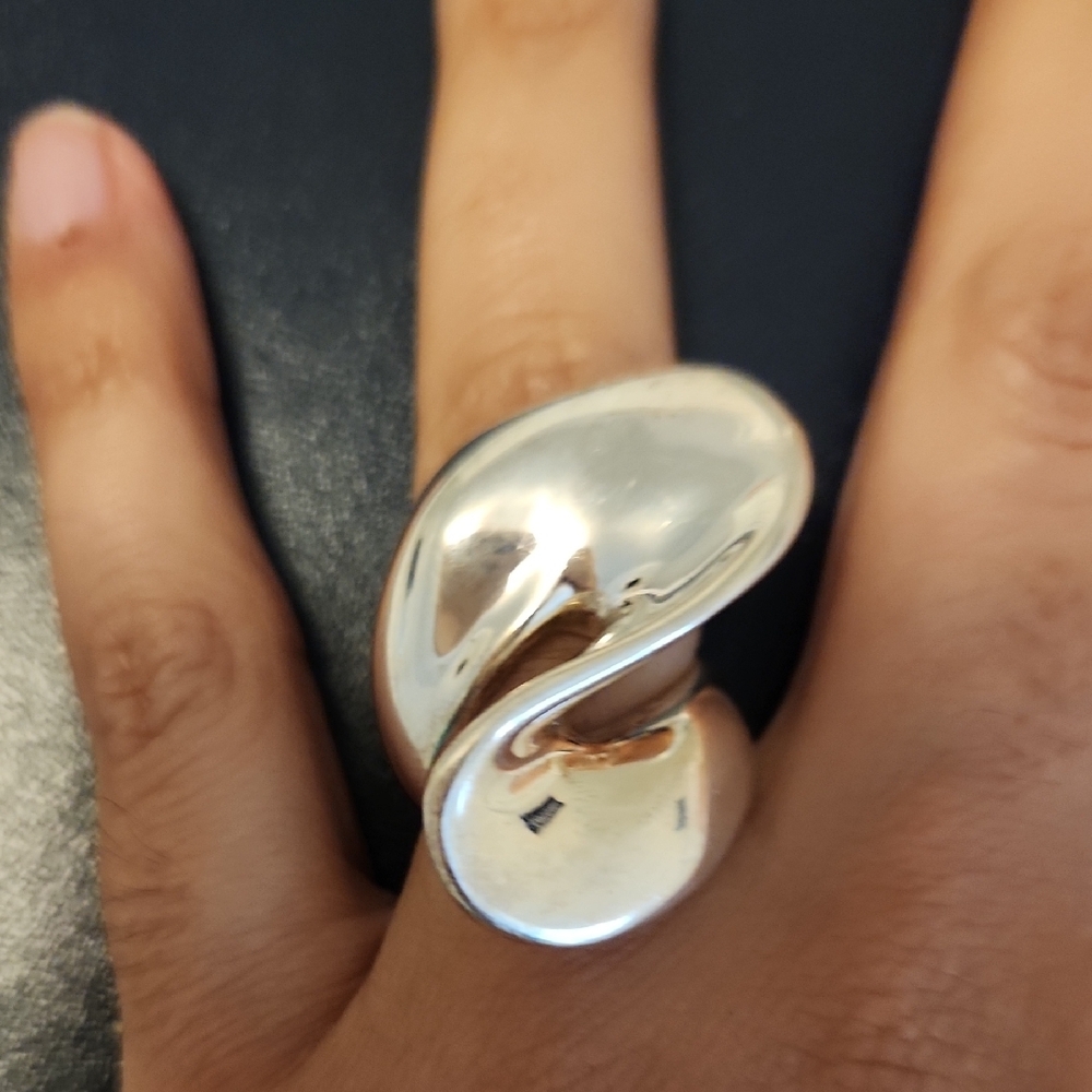 Sculptural Silver Statement Ring - image 1